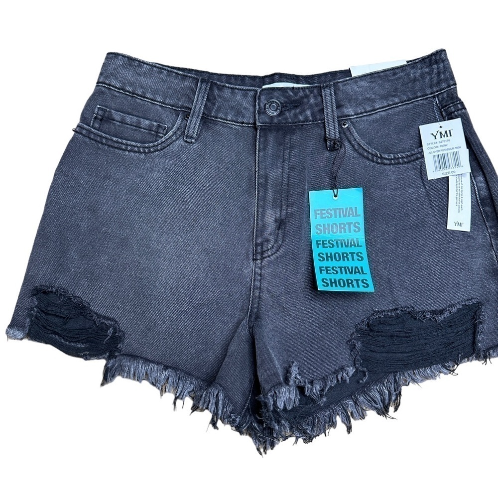 YMI distressed black festival denim shorts NWT 9/29